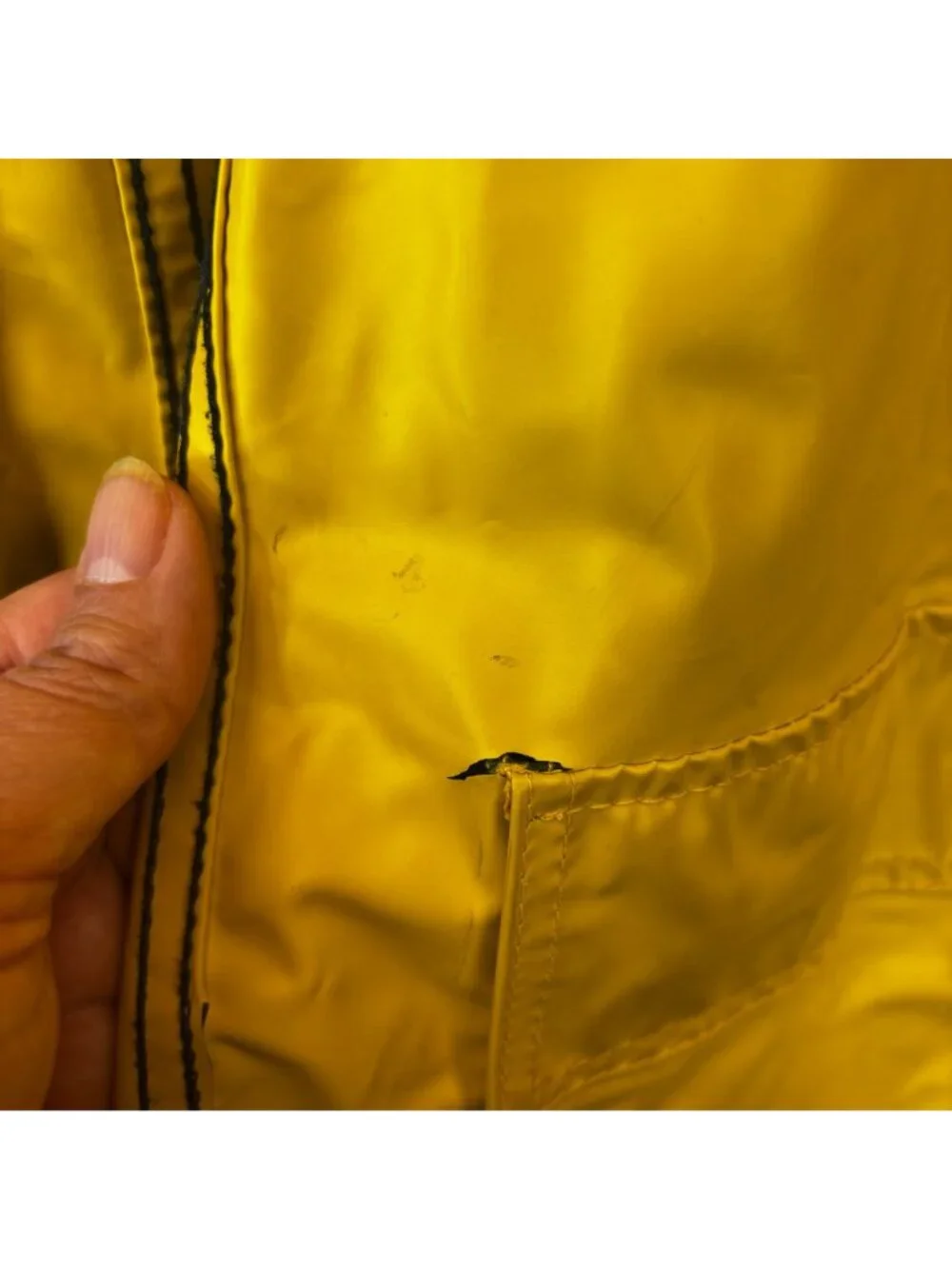 Izod Lacoste Womens Large Rain Coat Jacket Reversible Yellow Blue Hooded Slicker